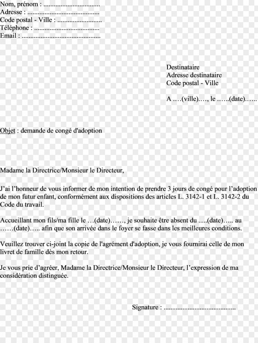 AGREMENT Document Paternity Leave In France Letter Of Absence Employer PNG