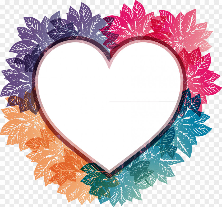 Heart-shaped Artwork Leaves Border Picture Frame Heart Clip Art PNG