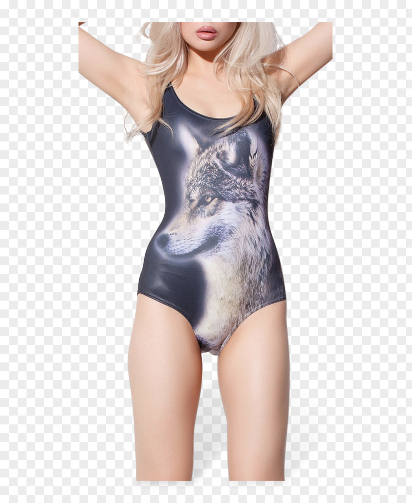 Toy Jigsaw Puzzles Waist Gray Wolf One-piece Swimsuit PNG