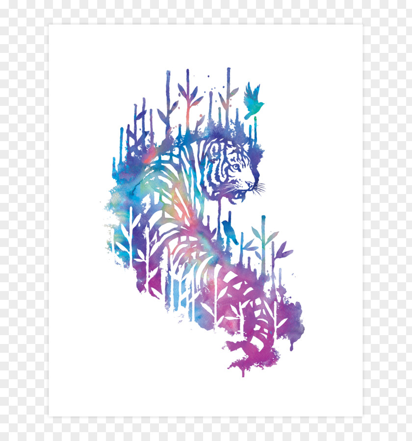 Tiger Graphic Design Watercolor Painting Art PNG