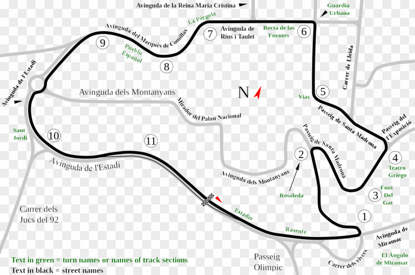 Montjuic Barcelona Montjuïc Circuit Formula 1 Race Track Autodromo Nazionale Monza PNG