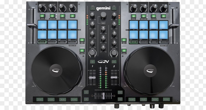 Virtual DJ Controller Gemini G2V Disc Jockey MIDI Controllers Audio Mixers PNG