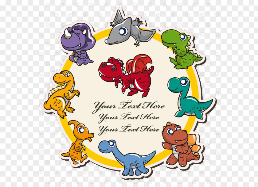 Color Cartoon Dinosaur Element Adobe Illustrator PNG