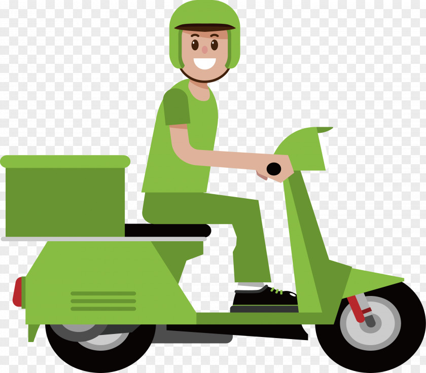Green Motorcycle Courier Euclidean Vector PNG