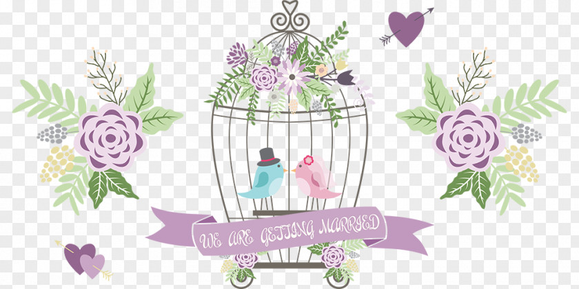 Wedding Banner Cut Flowers Art Lavender Floral Design PNG