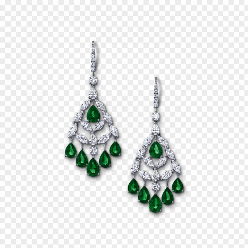Emerald Earring Graff Diamonds Jewellery PNG