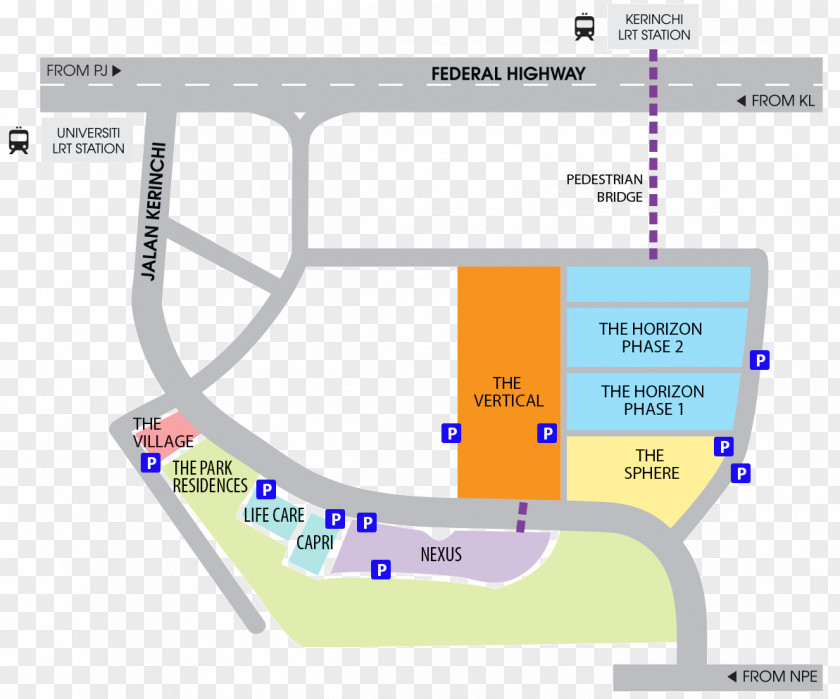 Map Nexus Bangsar South Road Kerinchi LRT Station PNG
