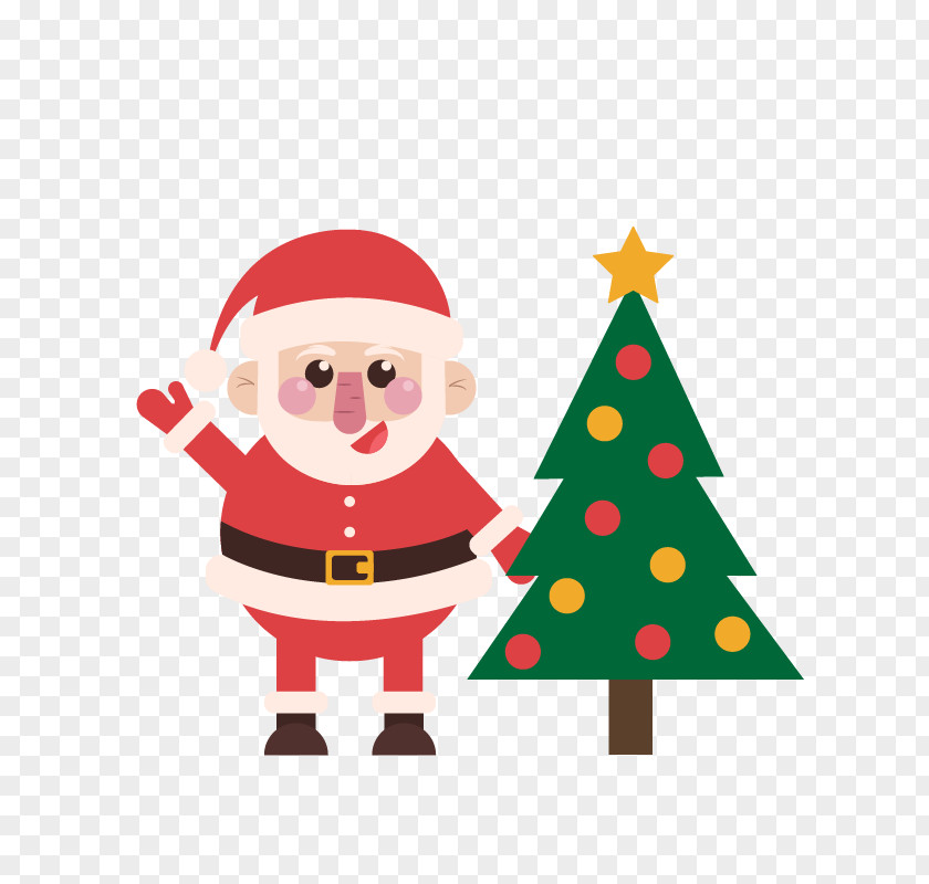 Santa Claus And Christmas Tree Reindeer Gift PNG