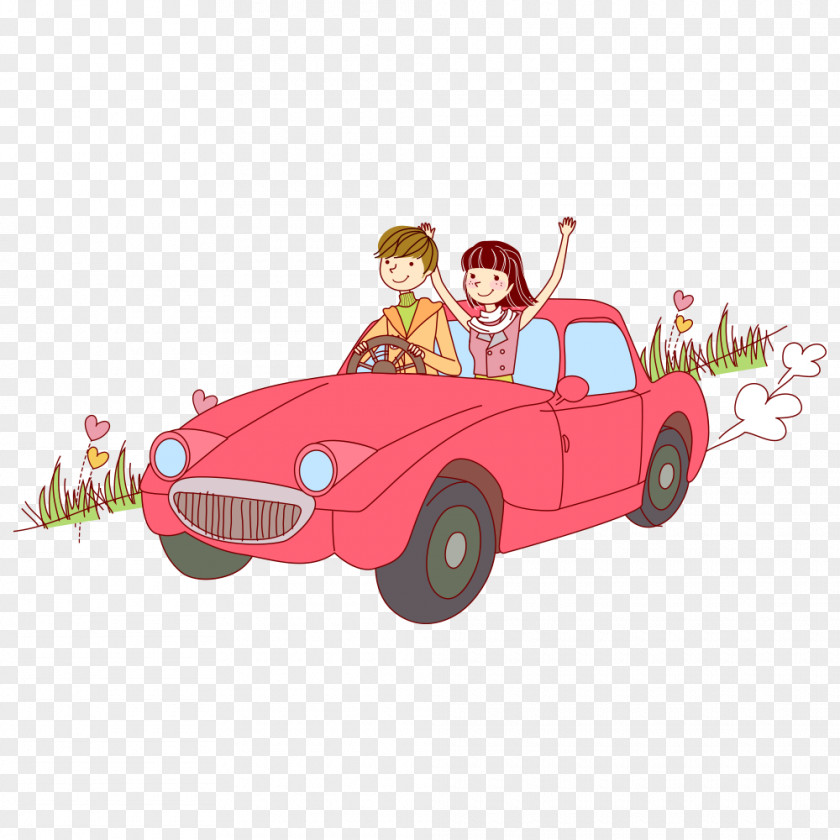 Couple Driving Car PNG
