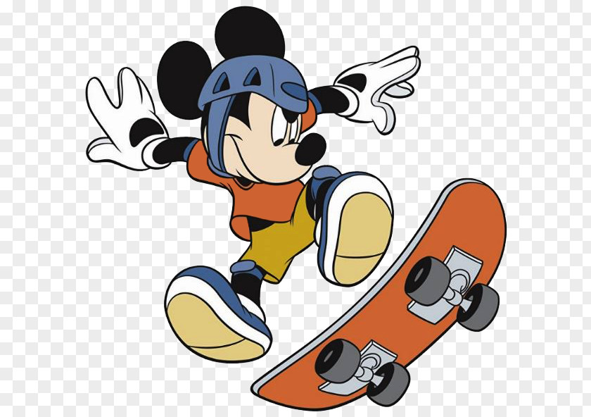 Mickey Mouse Minnie Skateboarding Clip Art PNG