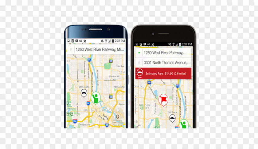 Smartphone Red & White Taxi Cellular Network Suburb PNG