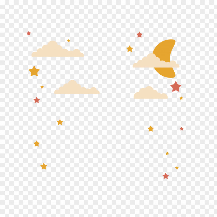 Moon Cloud Star Decoration Cartoon Yellow Illustration PNG