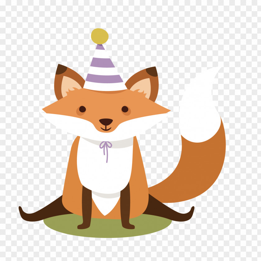 Hand Painted Cute Little Fox Birthday Cake Happy To You Greeting Card PNG
