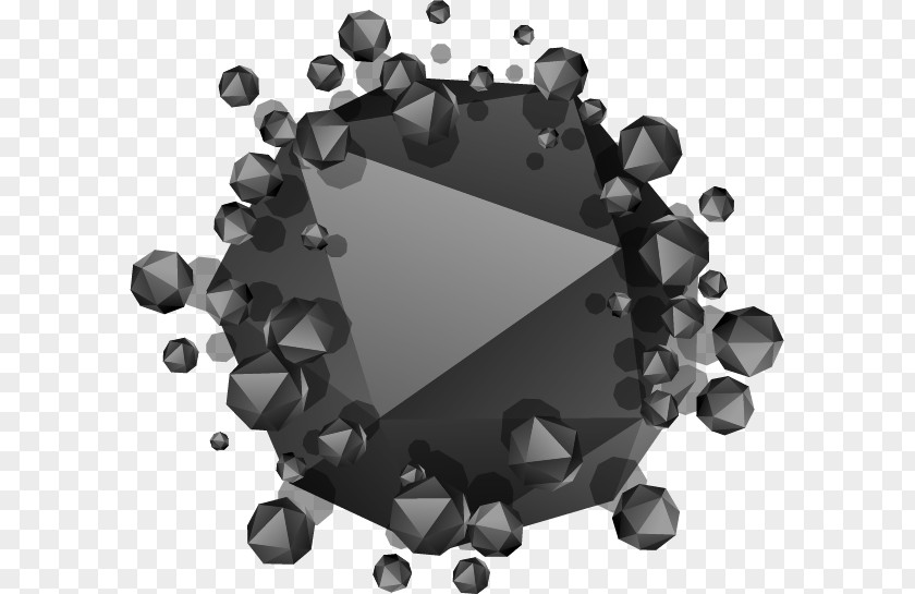 Polyhedron Surrounded By Black Texture Background Vector Material PNG