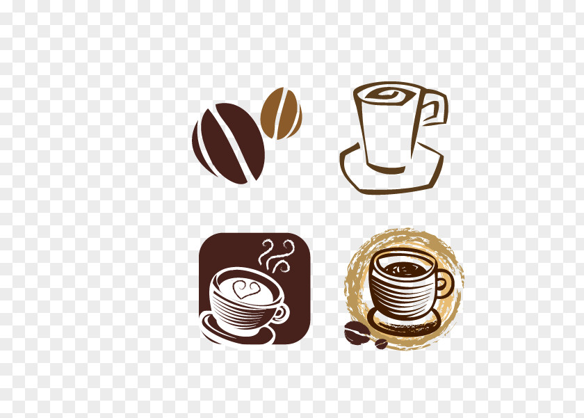 Vector Coffee Cup Cafe Retro Style PNG
