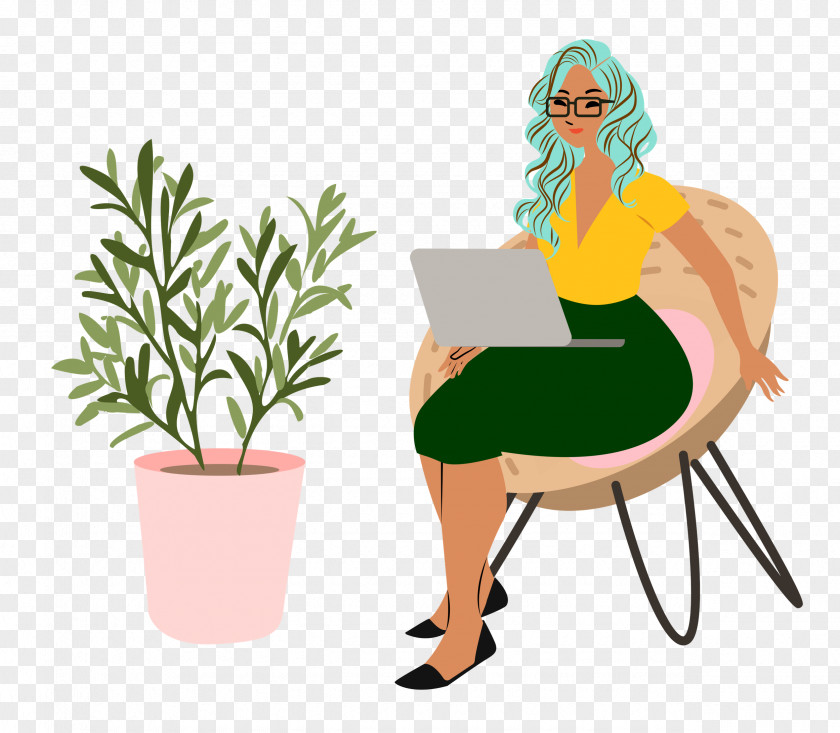 Alone Time Lady Computer PNG