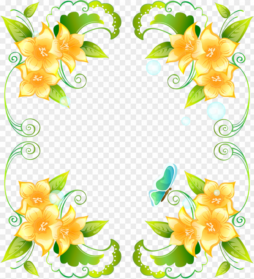 Flower Frame Embroidery Clip Art PNG