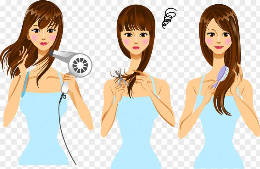 Hairdressing Bijin Cartoon Illustration PNG