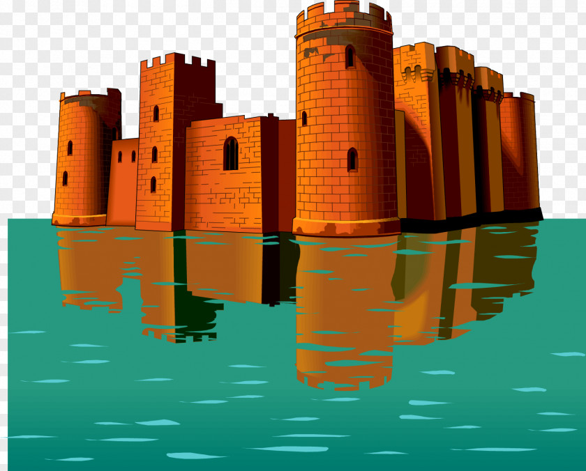 Ancient Brick Castle Near The Water Color Bodiam Royalty-free Illustration PNG