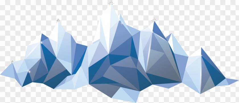 Cartoon Creative Iceberg Base Mountain Range Origami Illustration PNG