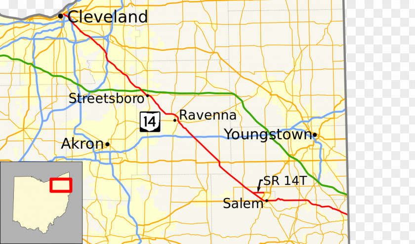 Map Ohio State Route 14 Canfield Streetsboro U.S. PNG