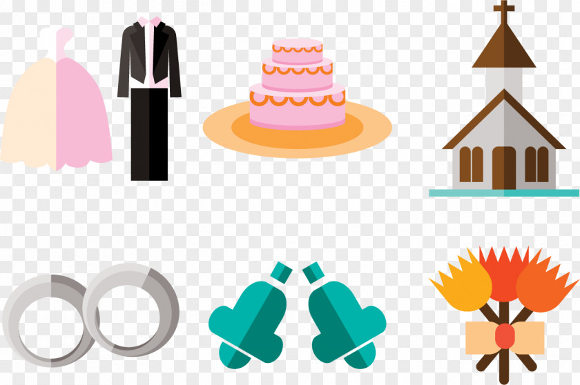 Planning To Get Married Element Wedding Cake Flat Design PNG