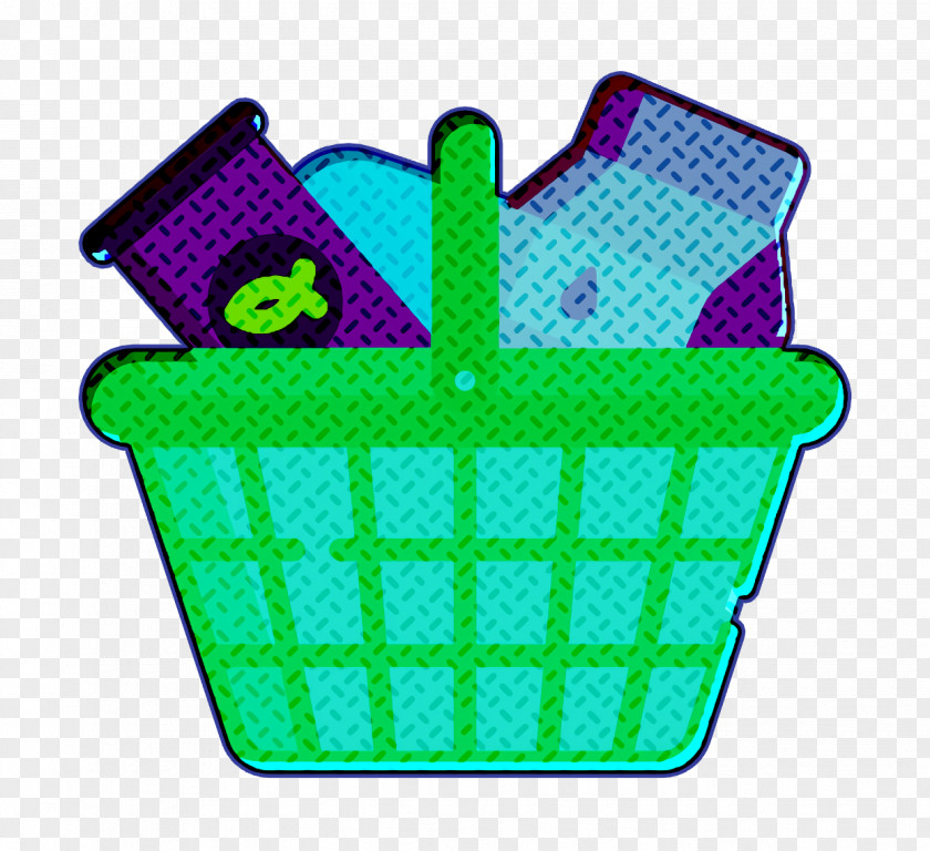 Storage Basket Green Grocery Icon Shopping Supermarket PNG