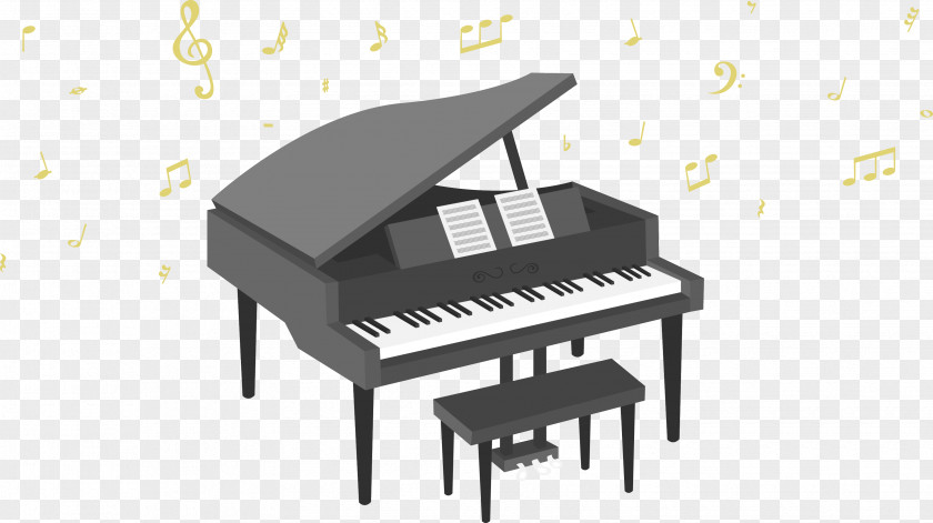Black Piano And Notes Winterreise Pianist Musical Instrument PNG