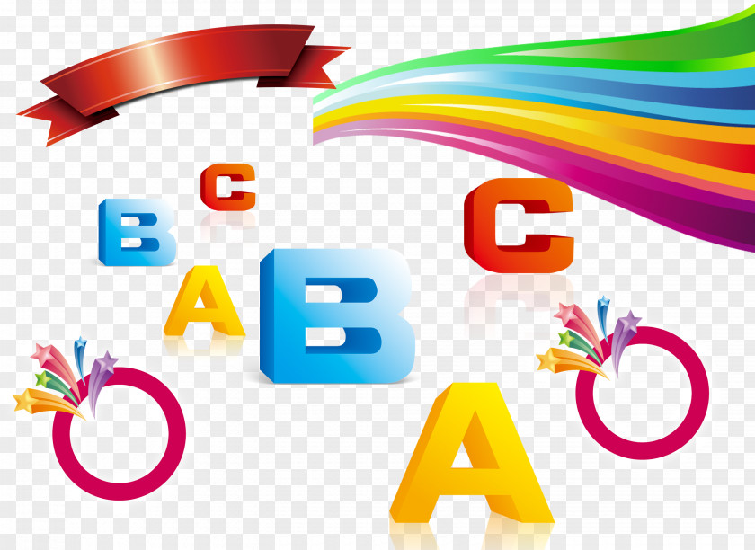Cartoon Element Festive Atmosphere Ribbon Rainbow Letters Download Clip Art PNG