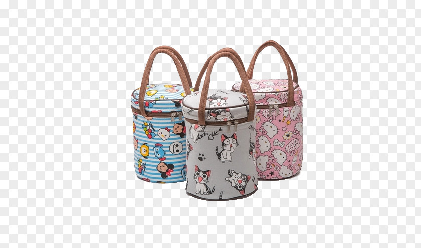 Cartoon Round Rice Canvas Bags Bento Taobao Bag Tmall Vacuum Flask PNG