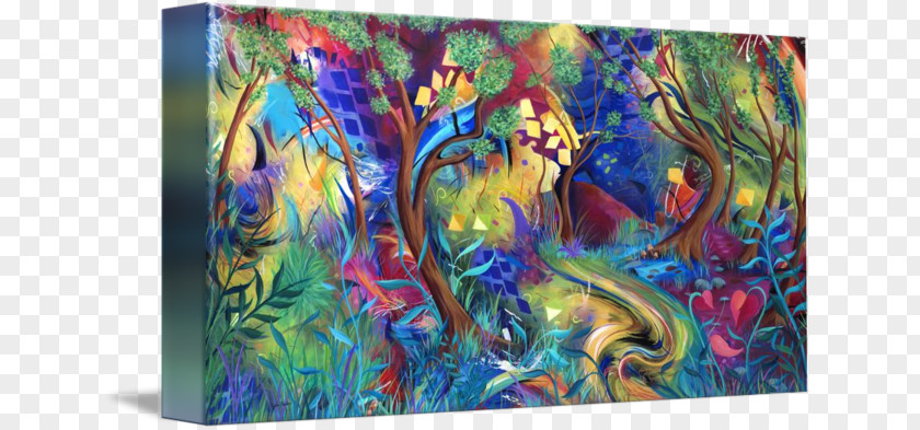 Fantasy Forest Modern Art Landscape Painting Printmaking PNG