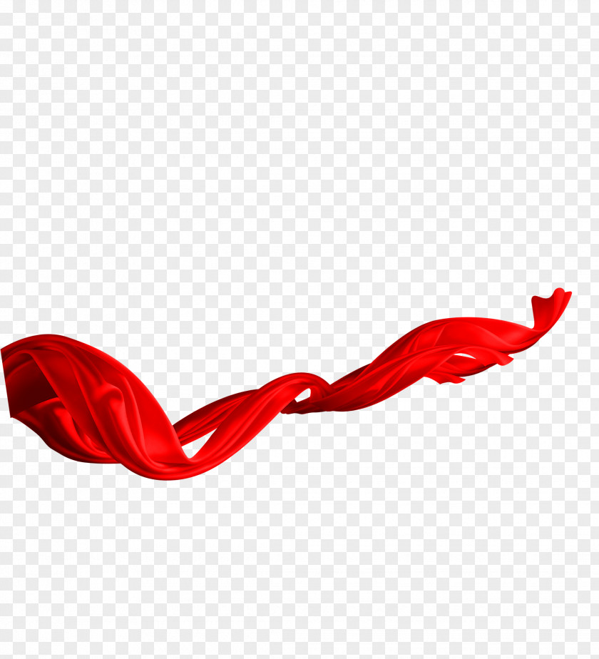 Red Ribbon Pongee Silk Textile PNG