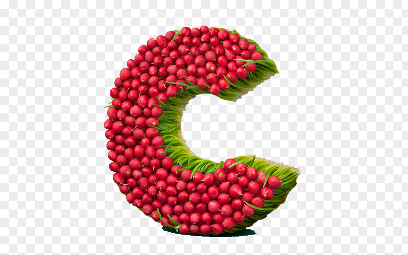 C Strawberry Superfood Typography Letter PNG