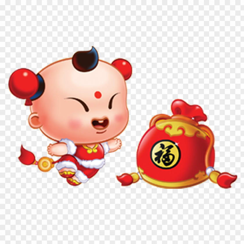 Lucky Boy Chinese New Year Cartoon Q-version PNG