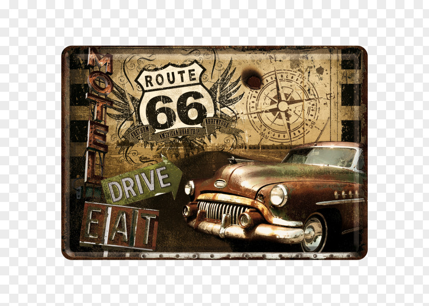 Old Highway 66 U.S. Route In Arizona Vintage US Numbered Highways Retro Style PNG