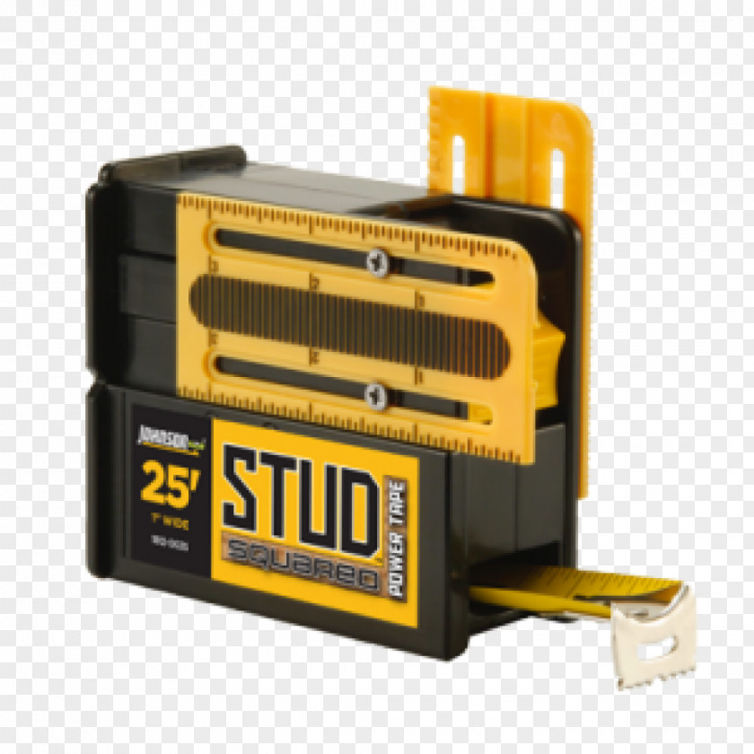 Yellow Tape Measure Tool Adhesive Measures Wall Stud Bubble Levels PNG