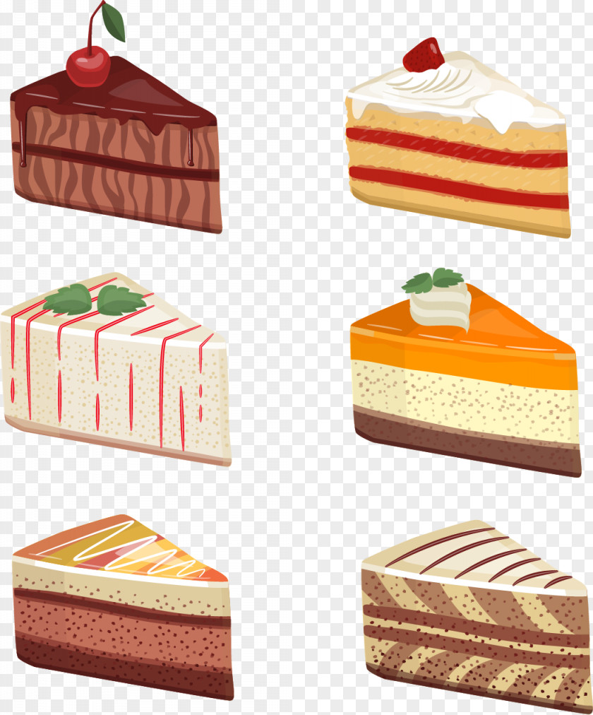 6 Vector Painted Mousse Cake Red Velvet Birthday Cupcake PNG