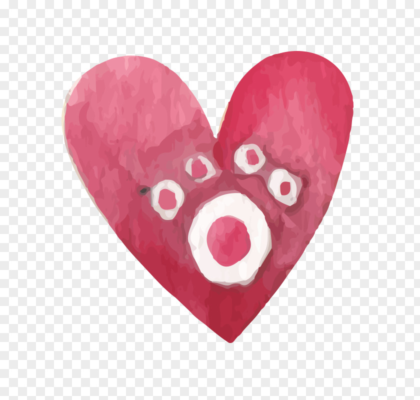 Cute Red Cat Footprints Heart Claw PNG