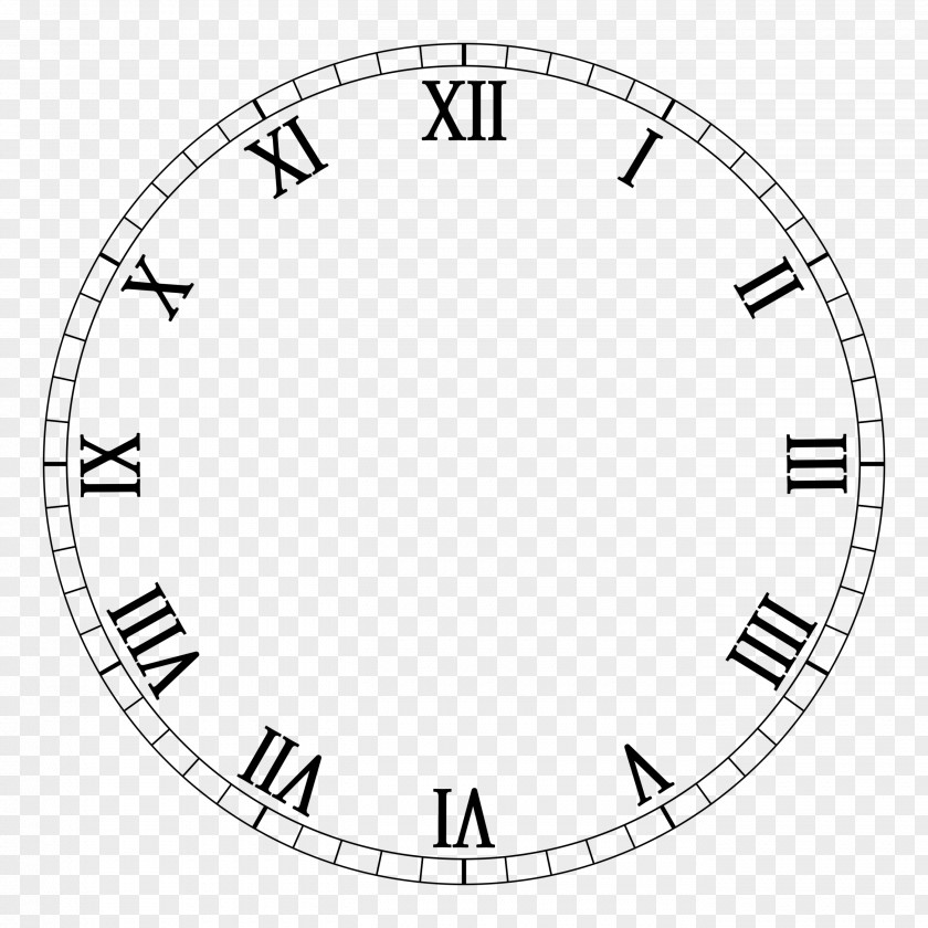 Roman Numerals Clock Face Digital Movement PNG