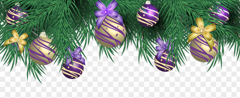 Transparent Christmas Pine Decor With Purple Balls Clipart Image Ornament Clip Art PNG