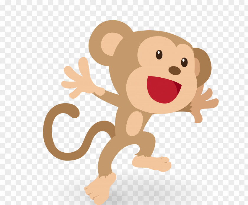 Vector Light-colored Naughty Cartoon Little Monkey Macaque Euclidean PNG