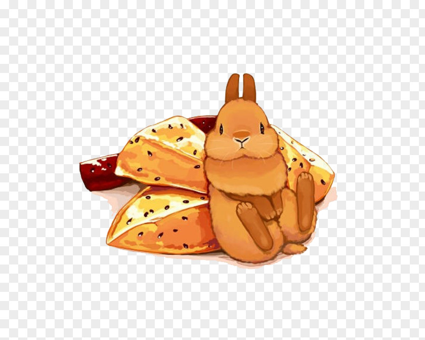 Rabbit Leaning On Steamed Bread Food Illustration PNG