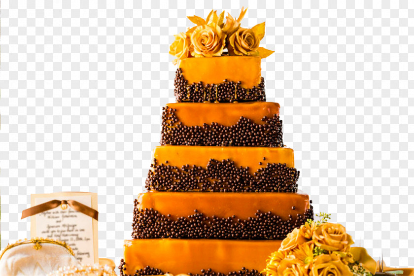 Yellow Wedding Cake Celebration Creative Image Torte Reception PNG