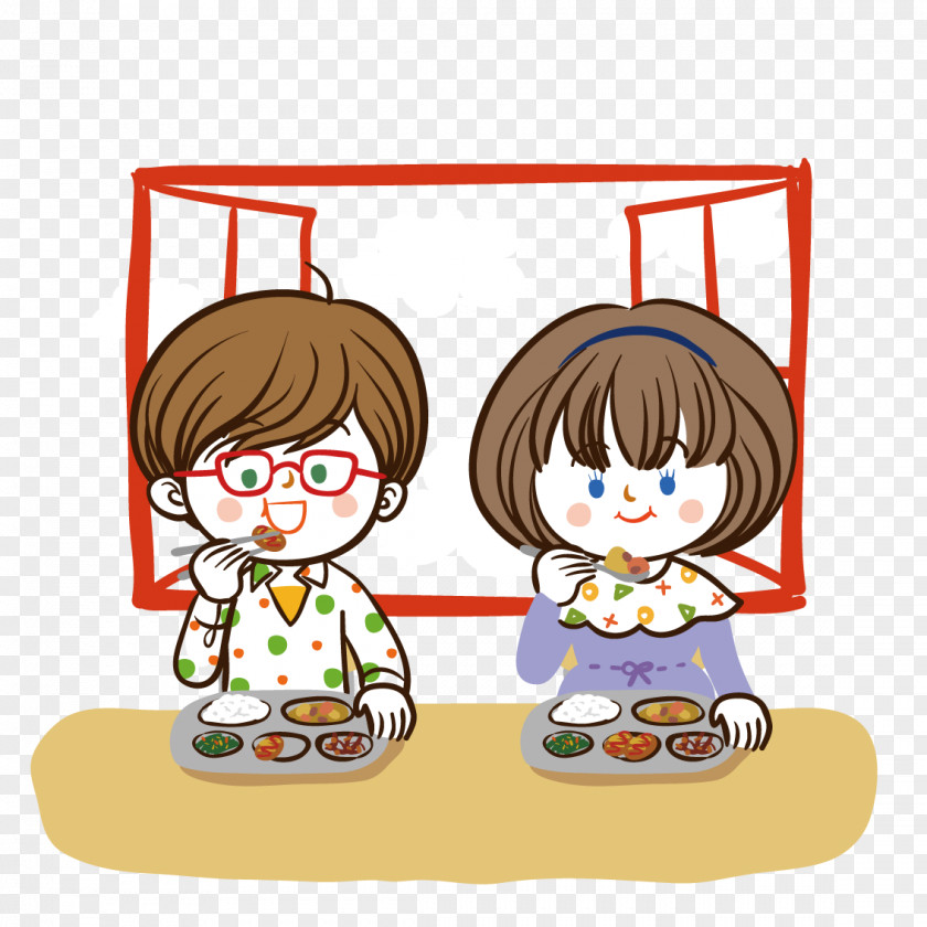 A Breakfast Couple Estudante Eating Illustration PNG