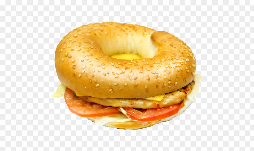 Bagel Cheeseburger Breakfast Sandwich Fast Food Donuts PNG