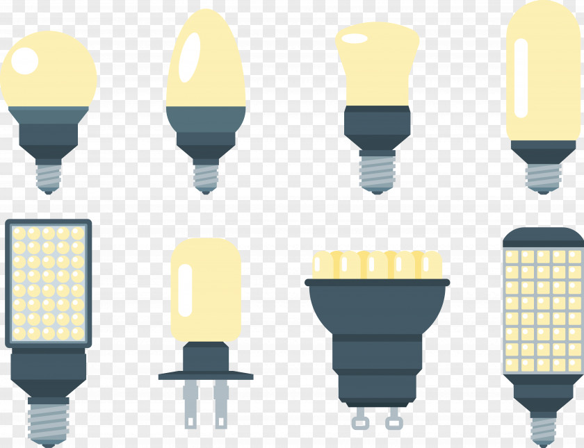 Cartoon Light Bulb Set Light-emitting Diode LED Lamp PNG