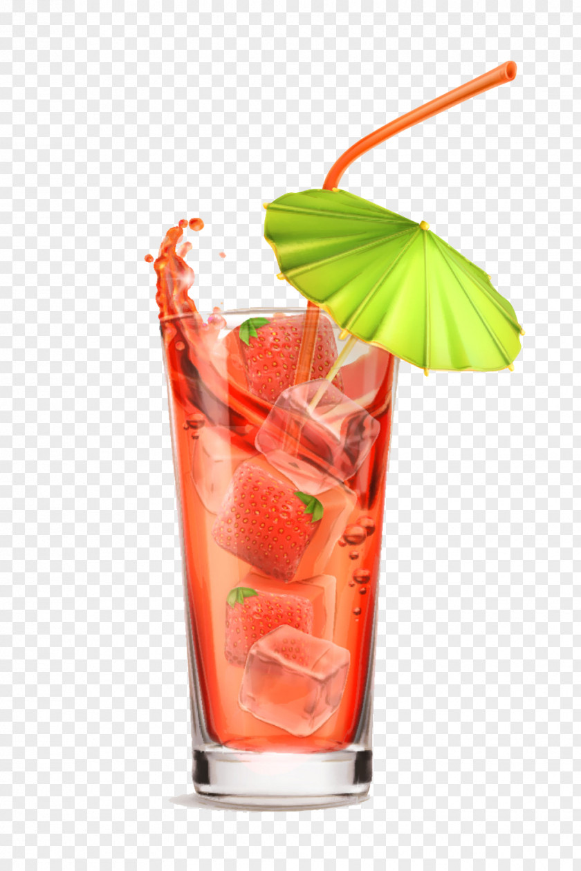 Great Strawberry Ice Drink Cocktail Juice Old Fashioned Punch Lemonade PNG