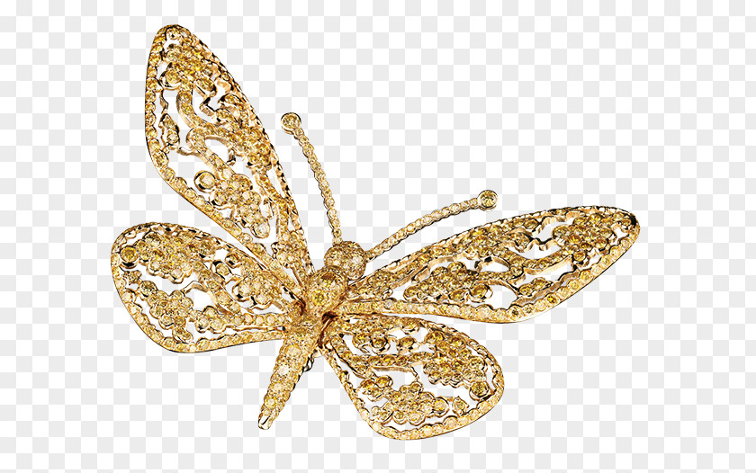 Gold Lace Butterfly Jewellery Brooch Diamond PNG