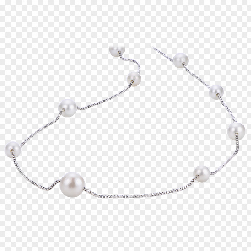 Silver Pearl Bracelet Necklace Material PNG