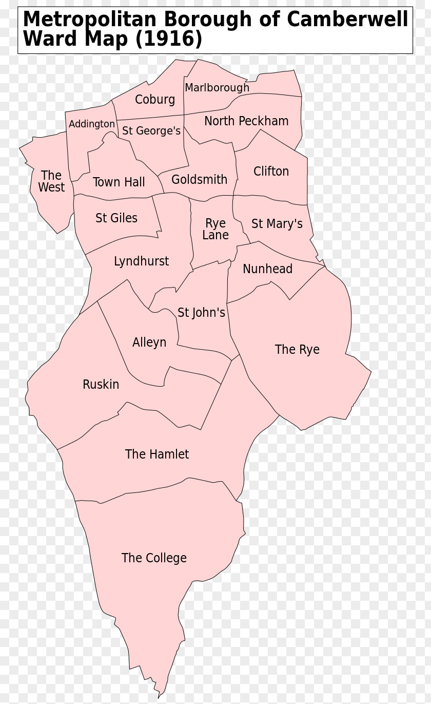 Map Metropolitan Borough Of Camberwell Southwark Peckham PNG